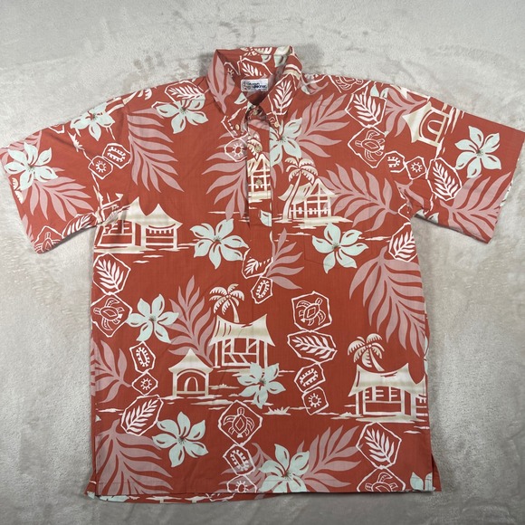 reyn spooner Other - Reyn Spooner Hawaiian Shirt Pullover Mens Medium Rust Orange‎ Tropical Print